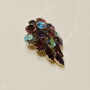 Vintage Purple Brooch with Sparkling Stones